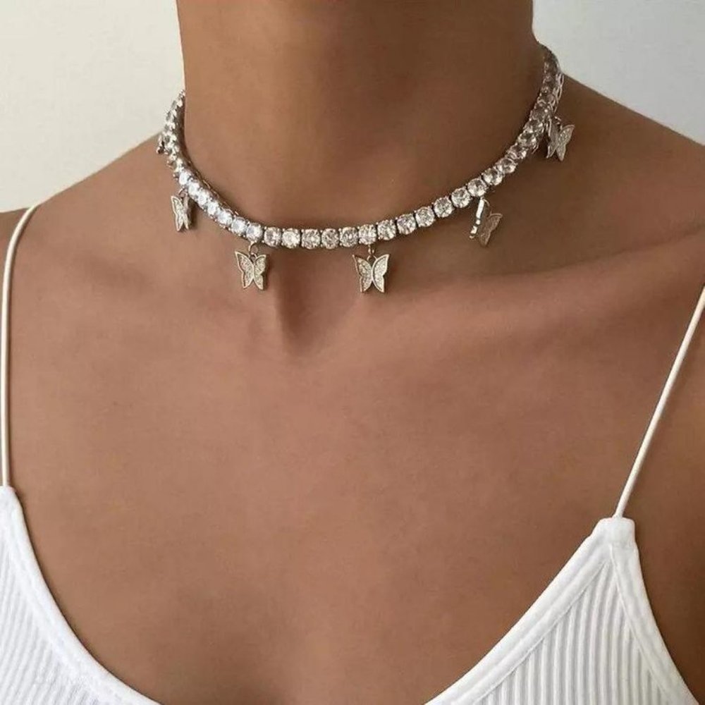 Butterfly tennis chain necklace